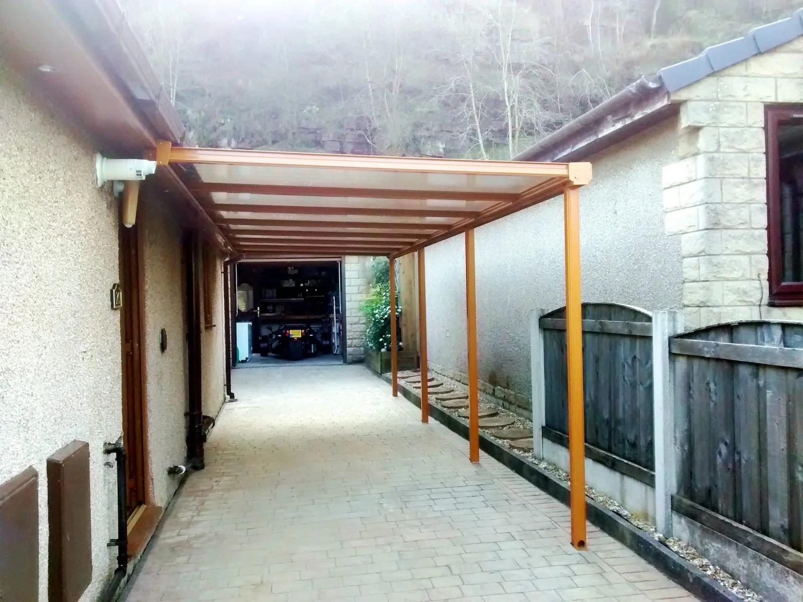 car port with clear sheets